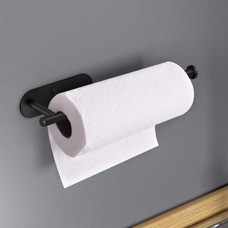 VAEHOLD Adhesive Paper Towel Holder Under Cabinet Wall Mount for Kitchen Paper Towel, Black Paper Towel Roll Holder Stick to Wall, Stainless Steelï¼ˆBlackï¼‰ - Image 5